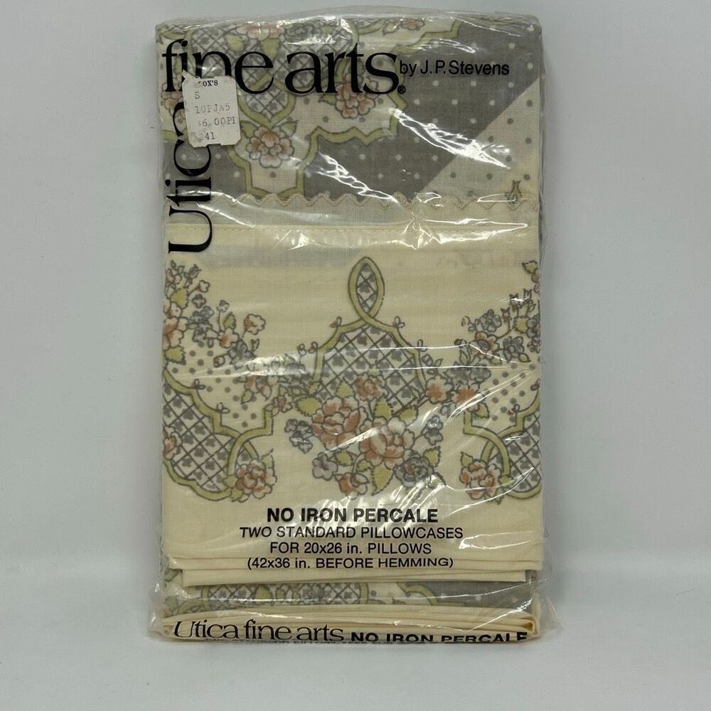 NEW Vtg No-Iron Percale Pilliwcases Set 2 Standard Size Utica fine arts JP Steve